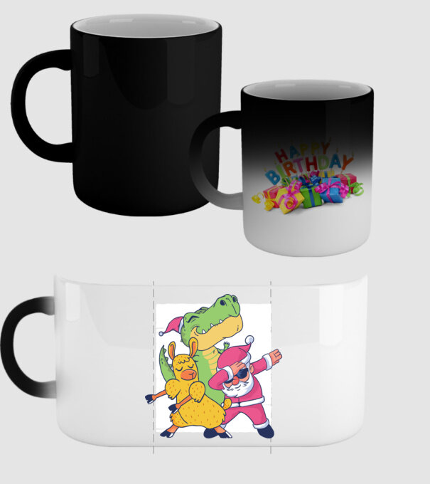 Moș Crăciun Llama T-rex DAB pentru Crăciun model negru pe tricou