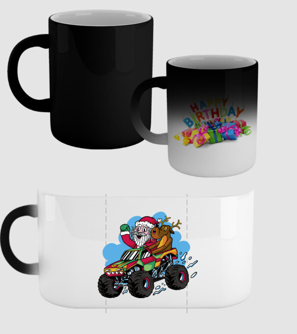 Monster Truck Moș Crăciun model negru pe tricou