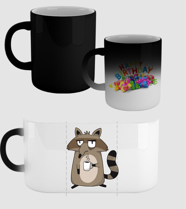 Raton cu cafea model negru pe tricou