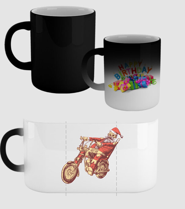 Moș Crăciun Motociclist model negru pe tricou