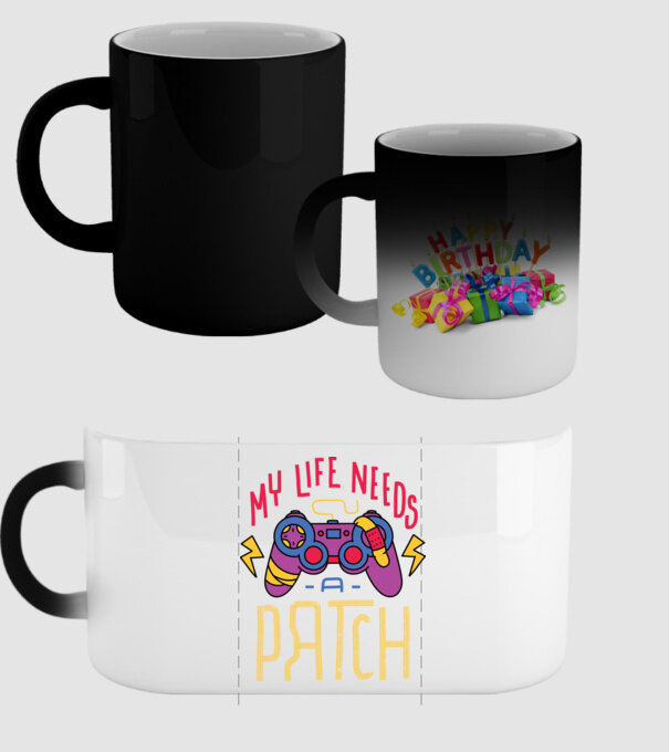 My life needs a patch Gamer model negru pe tricou