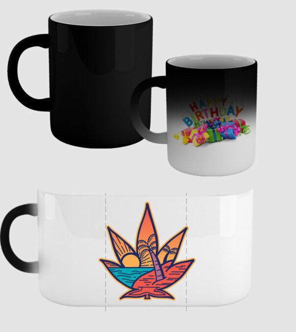 Apus de soare Frunză de marijuana model negru pe tricou
