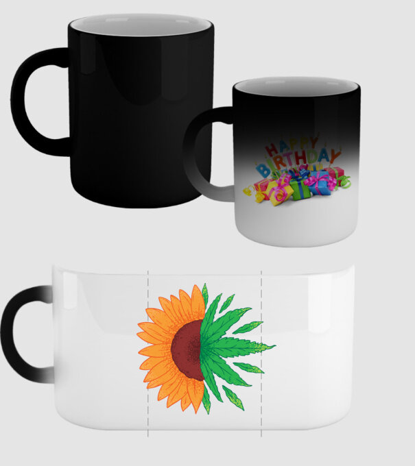 Floarea-soarelui Cannabis model negru pe tricou