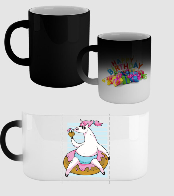 Unicorn în vacanță model negru pe tricou
