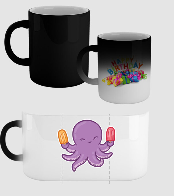 Înghețată Caracatiță Octopus model negru pe tricou