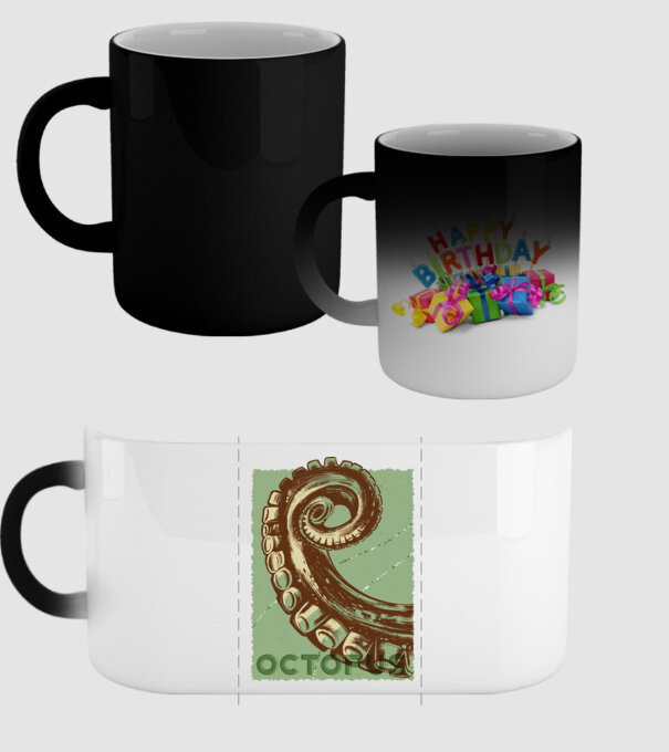 Caracatiță Octopus model negru pe tricou
