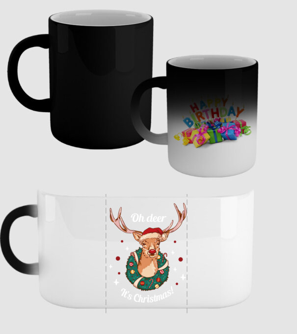 Oh deer, Christmas is here model negru pe tricou