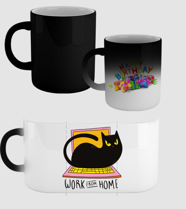 Home offfice cu pisică model negru pe tricou