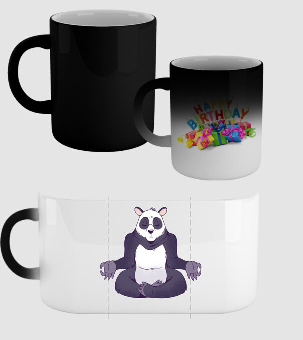 Panda Meditație model negru pe tricou