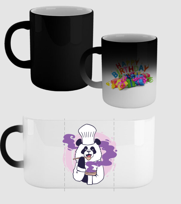 Panda Chef model negru pe tricou