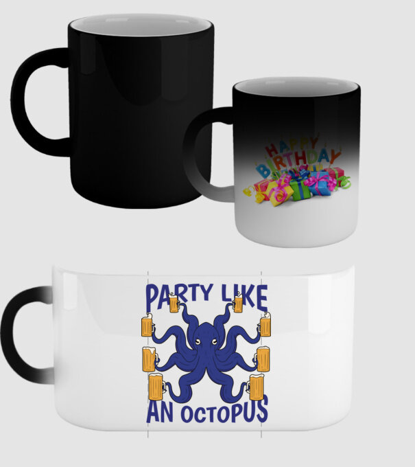 Party Like An Octopus model negru pe tricou