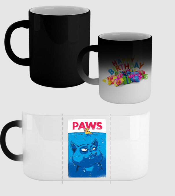 Paws Pisică la atac model negru pe tricou