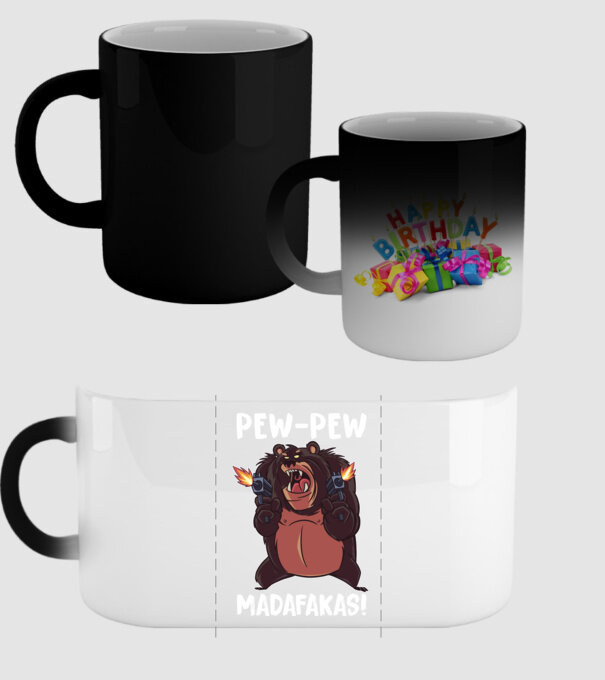 Pew Pew Pew Madafakas Urs model negru pe tricou