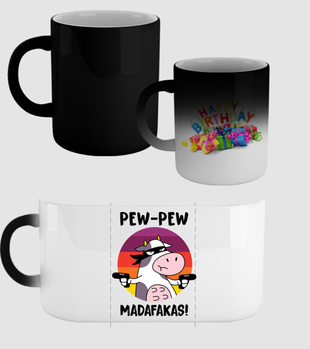 Pew Pew Pew Madafakas Vacă alb model negru pe tricou