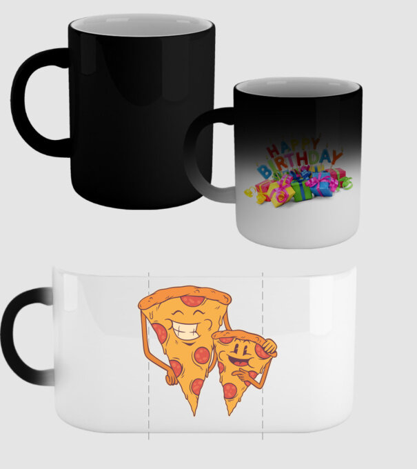 Familie Pizza model negru pe tricou