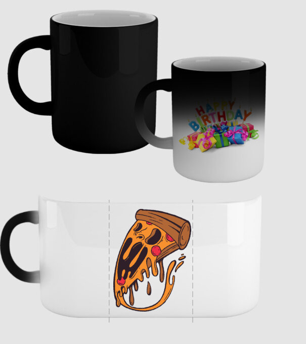 Pizza Horror model negru pe tricou