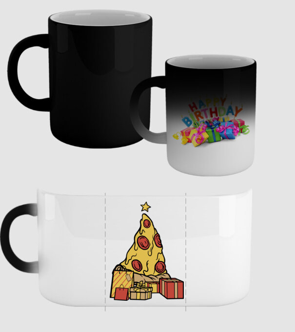 Pizza pom de Crăciun model negru pe tricou