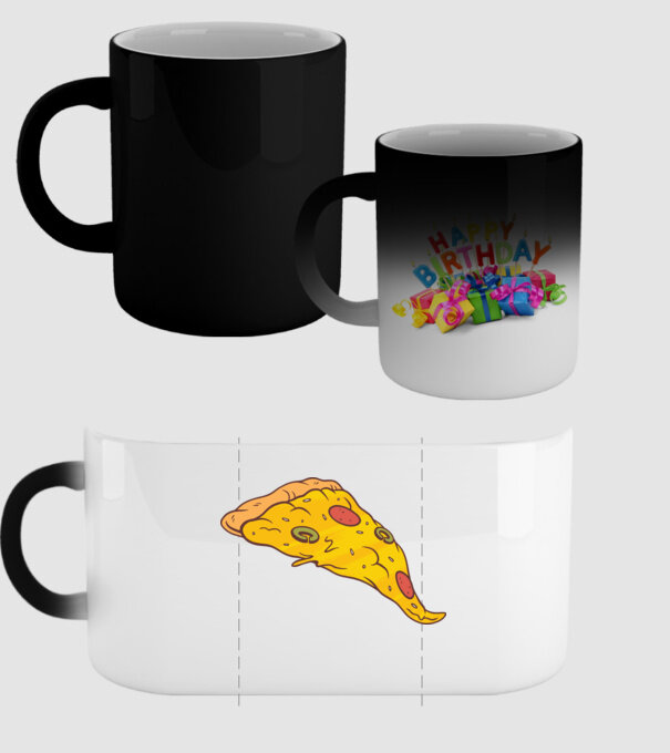 Felie de pizza Cuplu model negru pe tricou
