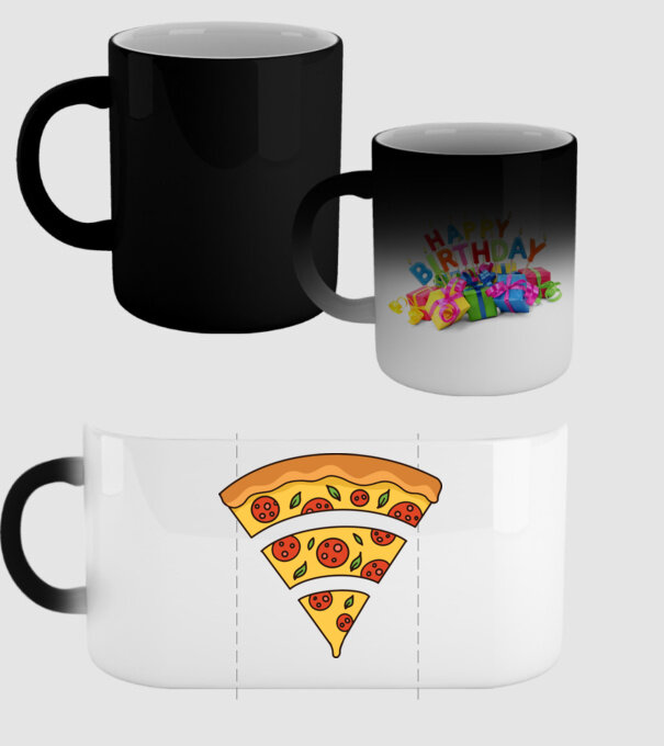 Felie de pizza Wifi model negru pe tricou