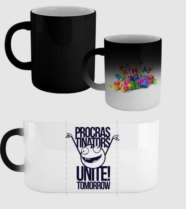 Procastrinators Unite model negru pe tricou