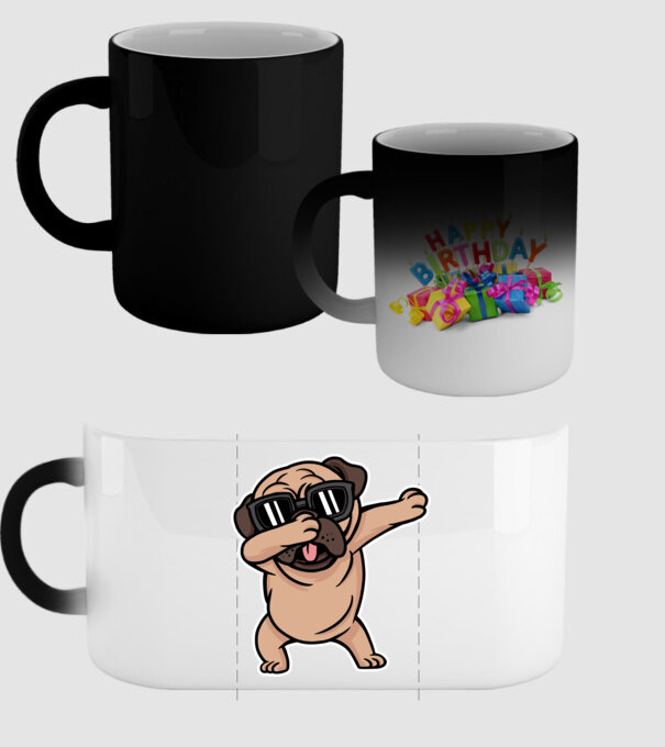 Pug DAB model negru pe tricou