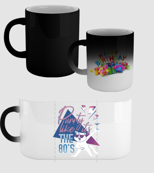 'Purrty Like it''s the 80''s' model negru pe tricou