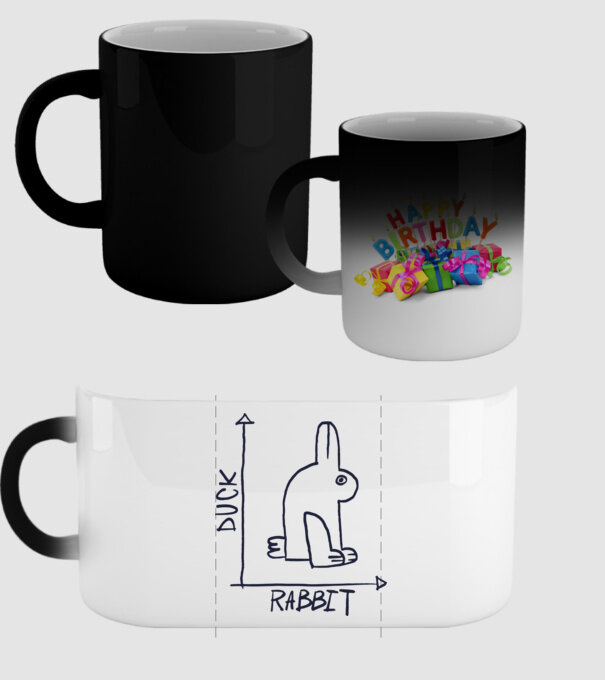 Rabbit vs Duck - Iepure sau Rață model negru pe tricou