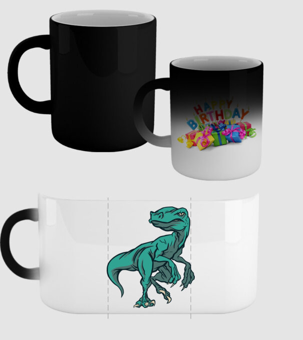 Dinozaur Raptor model negru pe tricou