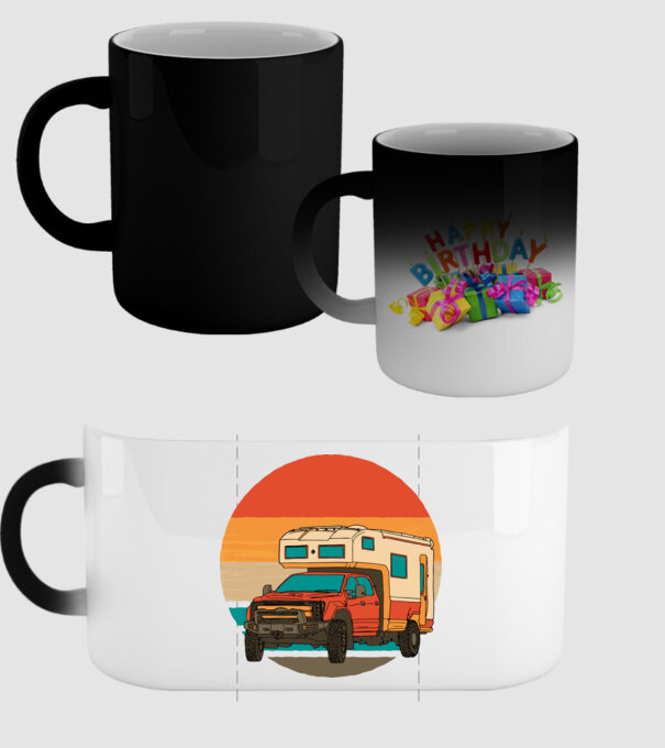 Campervan Retro model negru pe tricou