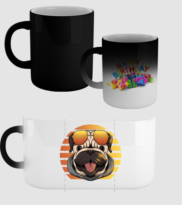 Retro mops model negru pe tricou