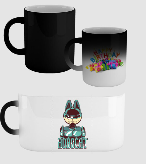 Robocat - Pisică Robot model negru pe tricou