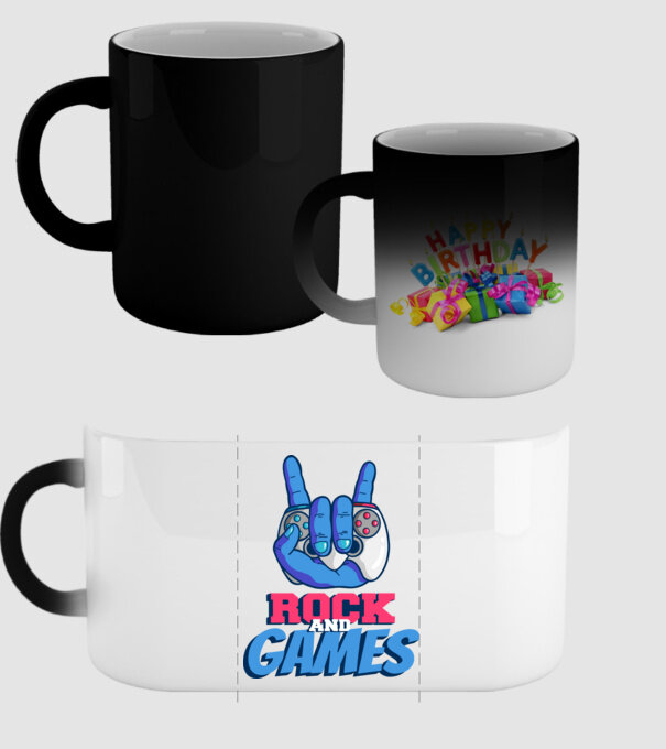 Rock And Games model negru pe tricou
