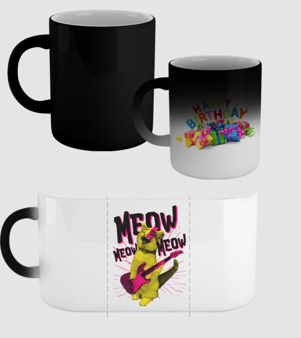 Pisică Rocker Meow model negru pe tricou