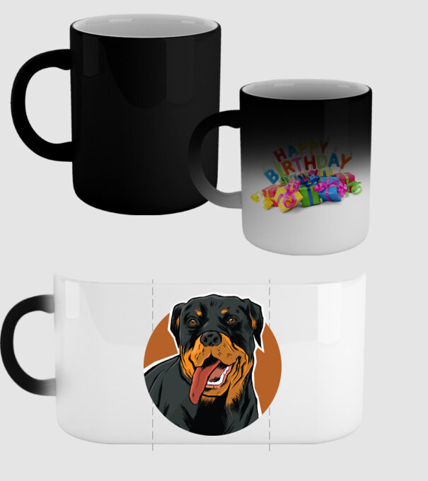 Tricou cu Câine Rottweiler model negru pe tricou