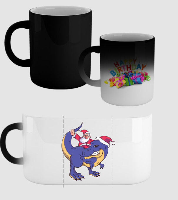 Santasaurus Moș Crăciun pe dinozaur model negru pe tricou