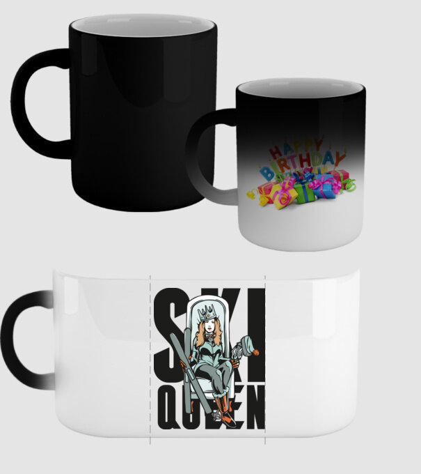 Ski Queen - Regină schioară model negru pe tricou