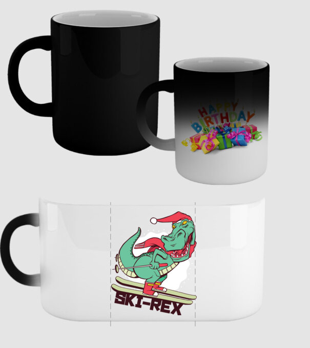 Ski Rex model negru pe tricou