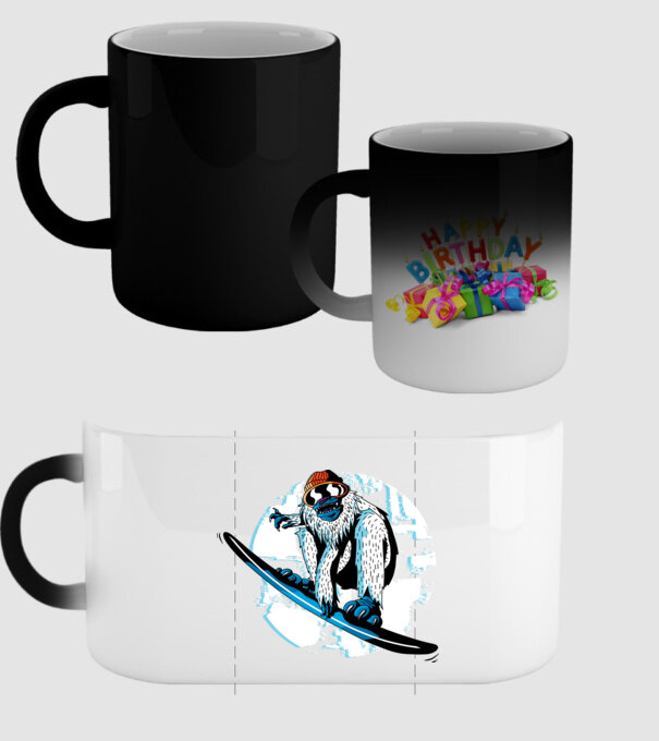 Yeti Snowboarder model negru pe tricou