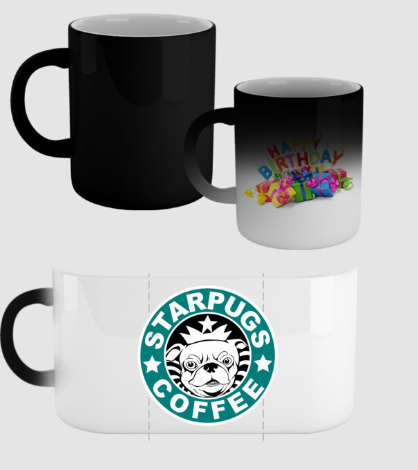 Starpugs Coffee model negru pe tricou