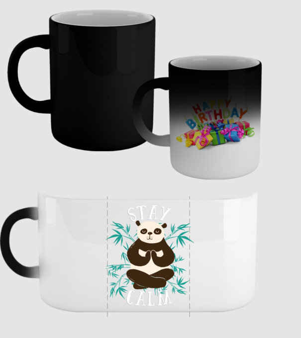 Stay Calm Panda meditație model negru pe tricou