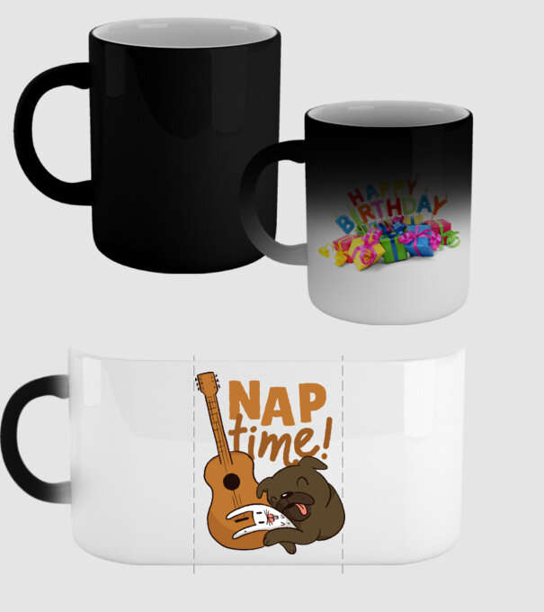 Timp pentru siestă - mops drăguț cu iepuraș și chitară model negru pe tricou