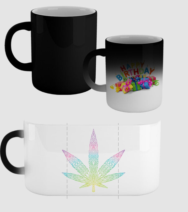 Frunză colorată de marijuana model negru pe tricou