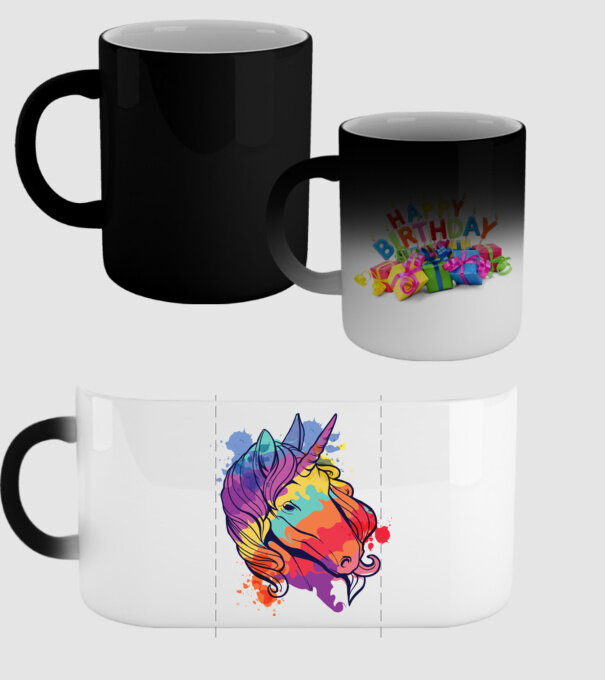 Curcubeu colorat Unicorn tricou model negru pe tricou