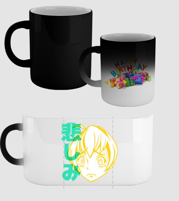 fată tristă Anime model negru pe tricou