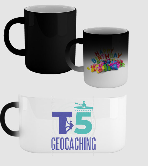 T5 Geocaching model negru pe tricou