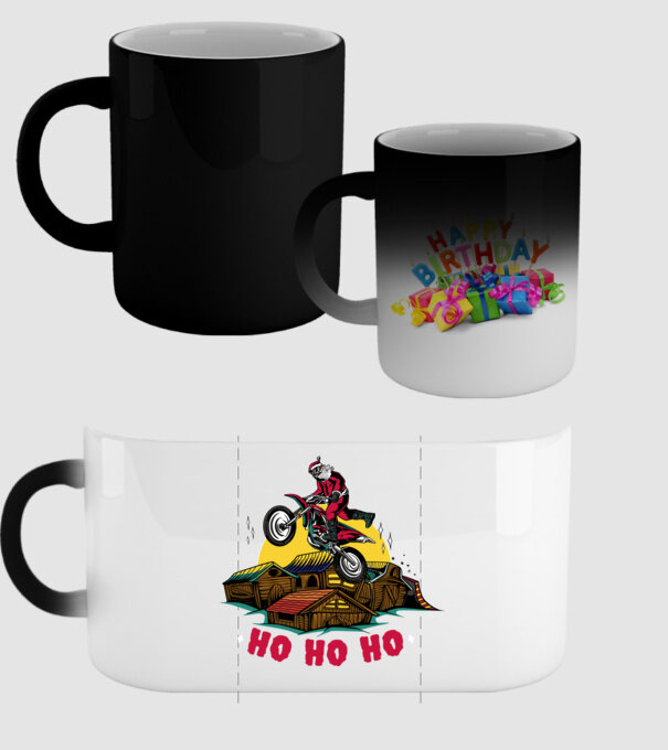 Moș Crăciun pe motocicletă Cross model negru pe tricou