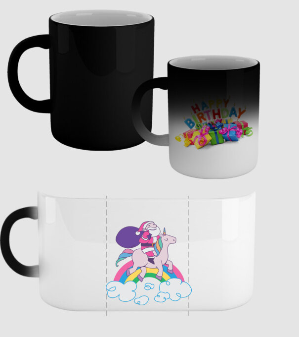 Moș Crăciun Unicorn model negru pe tricou
