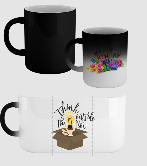 Think outside of the box model negru pe tricou