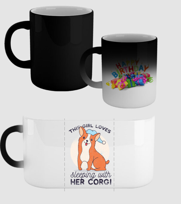 This Girl Loves sleeping with her Corgi model negru pe tricou