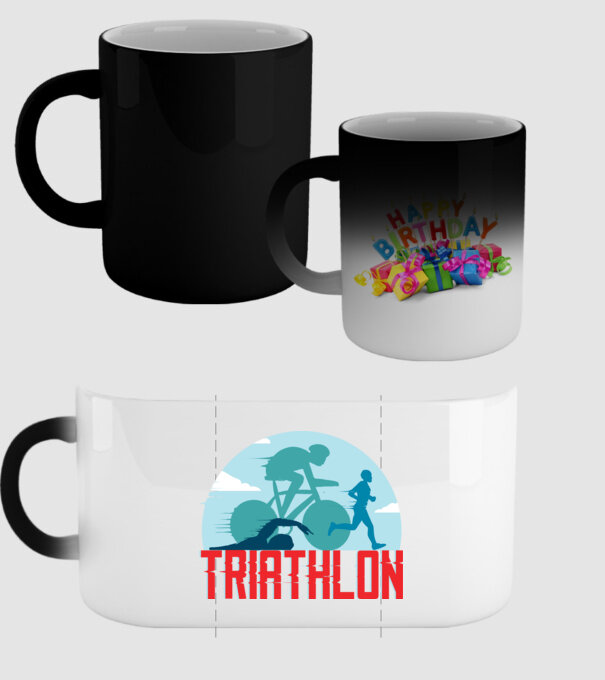 Triatlon Sport model negru pe tricou